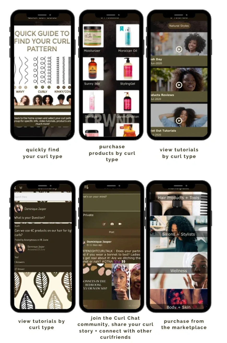 CRWND App — Curl Guide, Products, Tutorials, Community, Chat, Marketplace