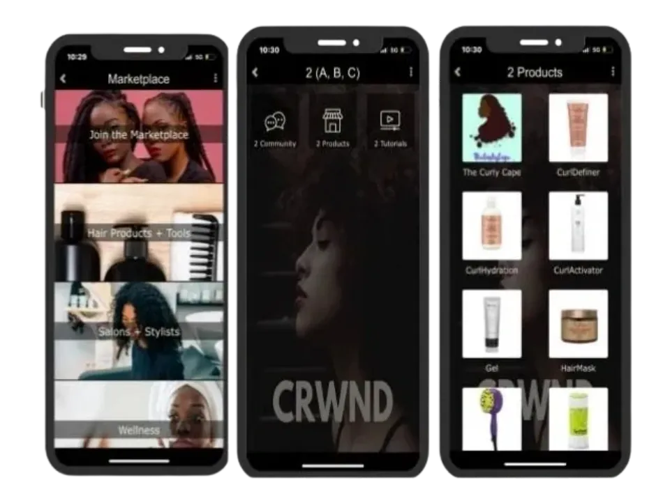 CRWND App — Marketplace, Curl Hub, Products